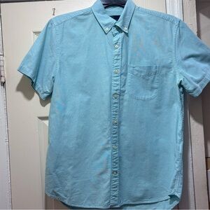 Gap Men’s Turquoise Short Sleeve Button Down Shirt Size Medium